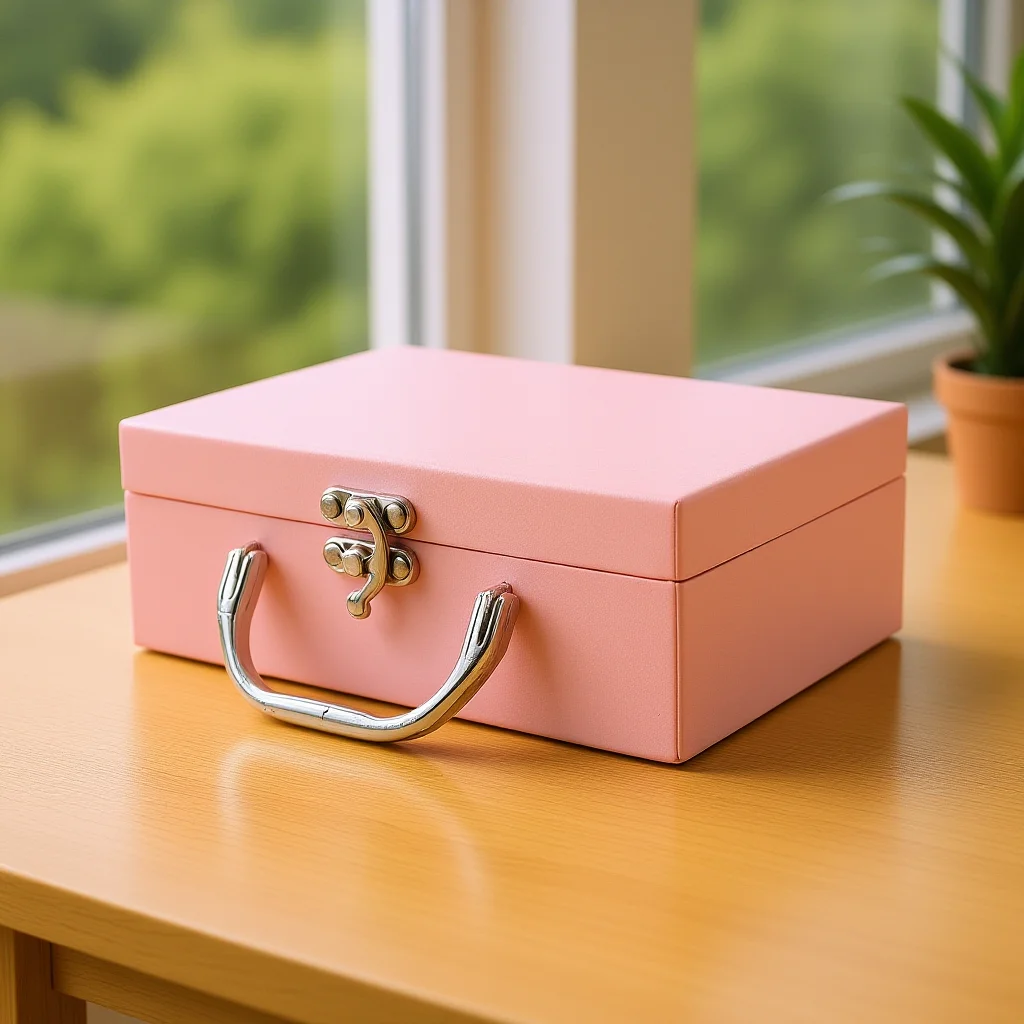 

Thickened Small Paper Storage Box Handheld Suitcase Stationery Desktop Organizer Multipurpose Paper Carry Box Solid Color with