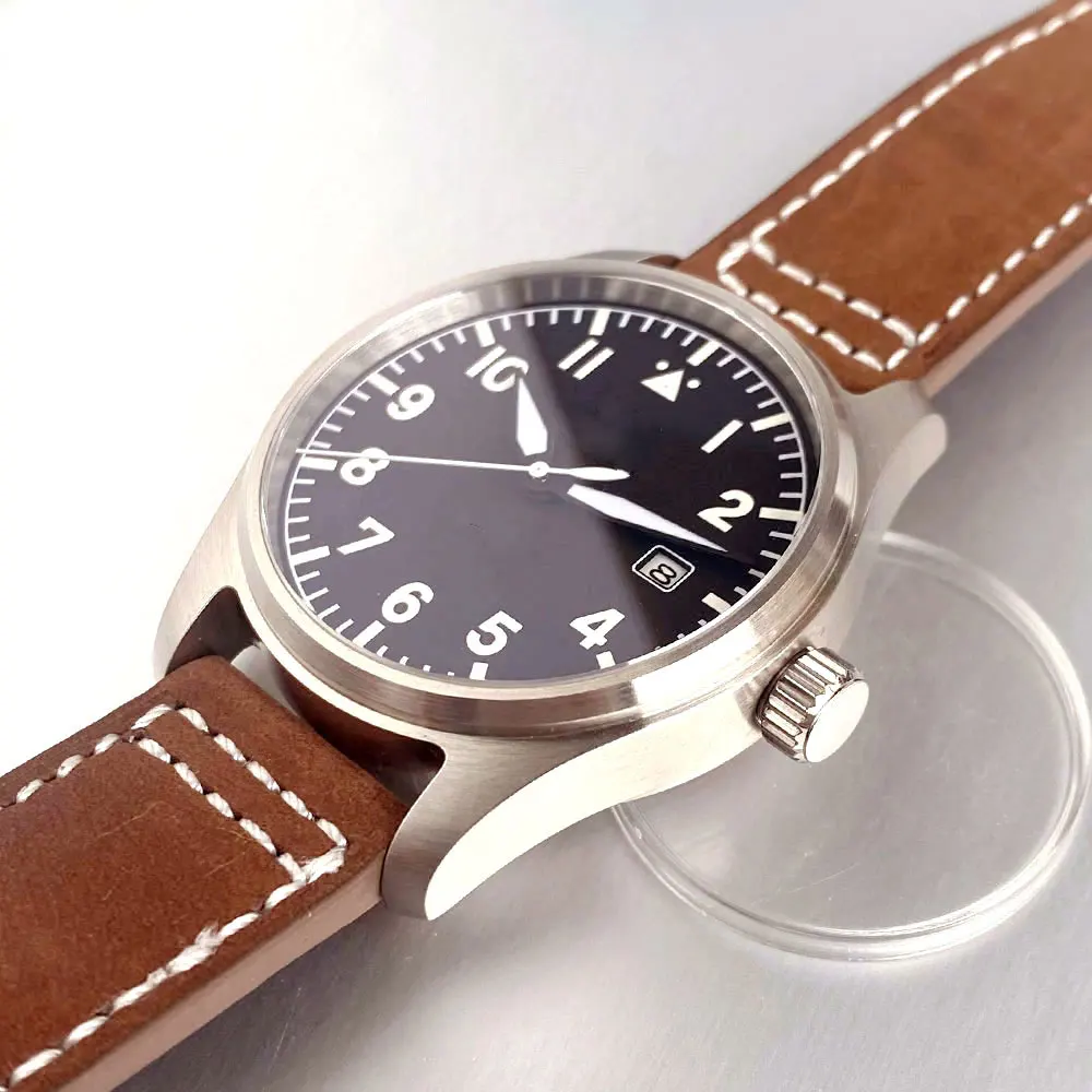 تخصيص NH35A التلقائي ساعة رجالية الطيار الساعات الغوص 39 مللي متر 200 متر مقاوم للماء الياقوت الزجاج مضيئة تاريخ 316L الصلب