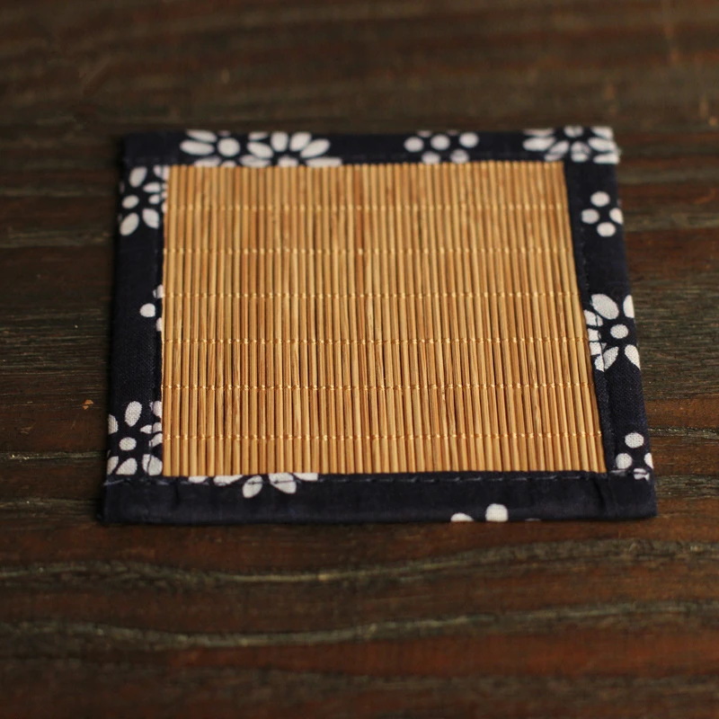 50pcs Bamboo Table Mat Tea Dining Hot Insulated Table Runner Chinese Style Natural Woven Placemat Coaster Cup Pad Supplies