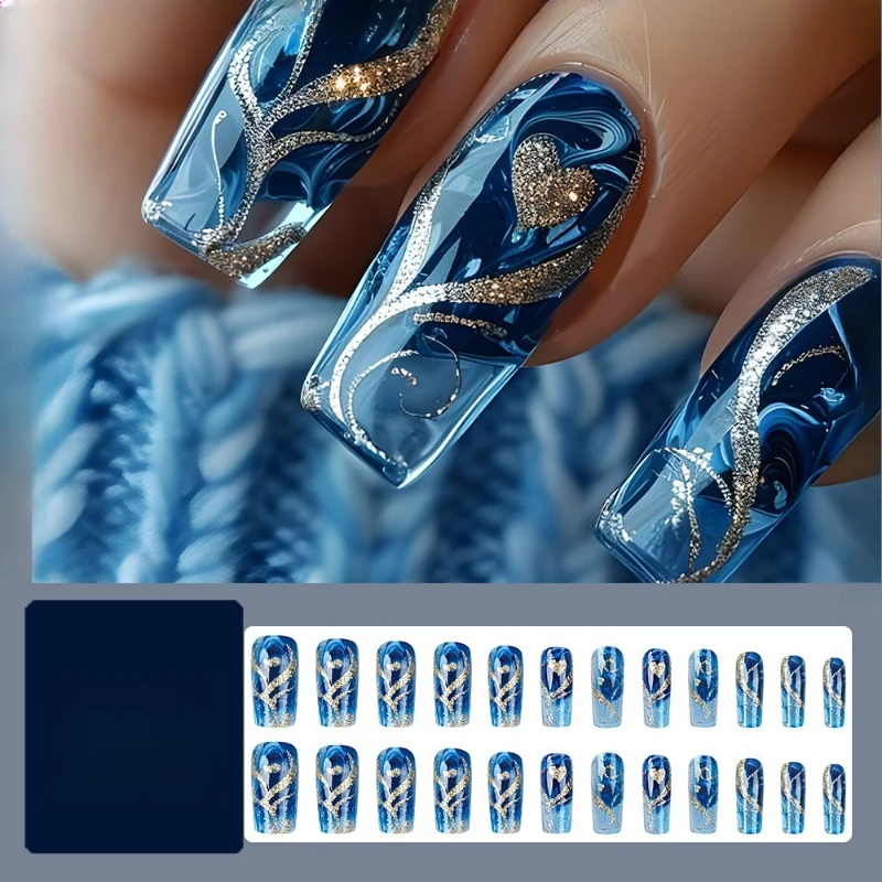 

Spice Girl glitter love gold pattern water pipe nail patch finished product