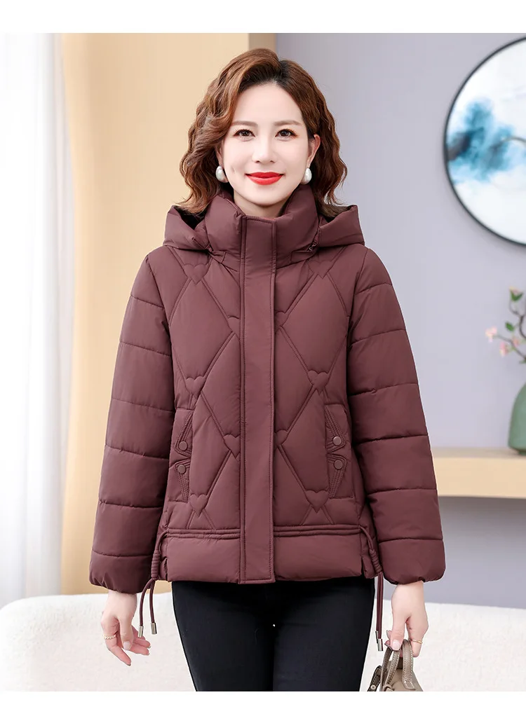 Winter Warm Thick Hooded Puffer Coat for Women L-4XL Windproof Russian Cold Weather Snow Jacket Middle Aged Mom Outerwear Cozy