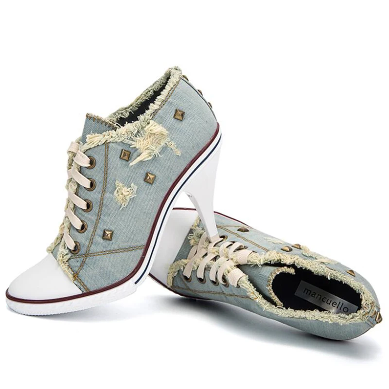 Canvas Shoes Spring Autumn Thin Heels Side zipper Women Heels Non Slip Pointed Toe Ankle Boots For Women Black British Style
