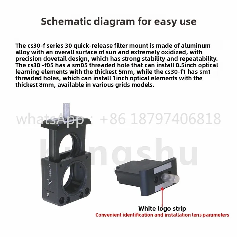Supporto per filtro a sgancio rapido con sistema a gabbia da 30 mm con filettatura SM05/SM1