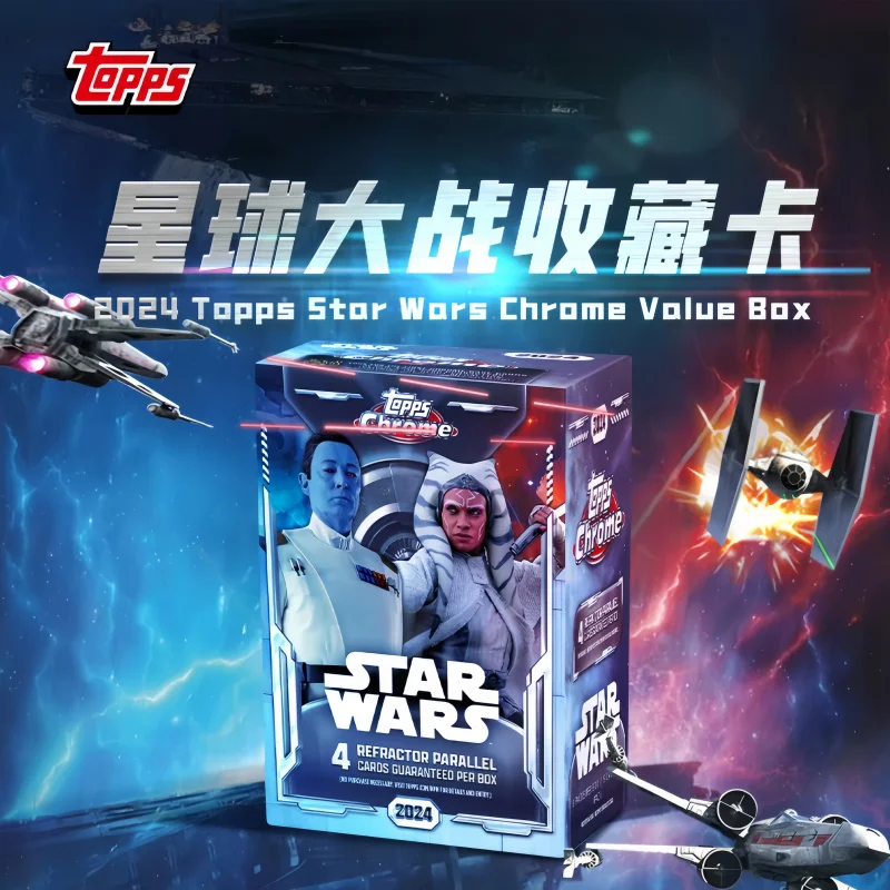In Stock Original Topps 2024 Star Wars Chrome Collectiable Trading Cards Value Box 4 Refractor Parallel Cards Guaranteed Per Box