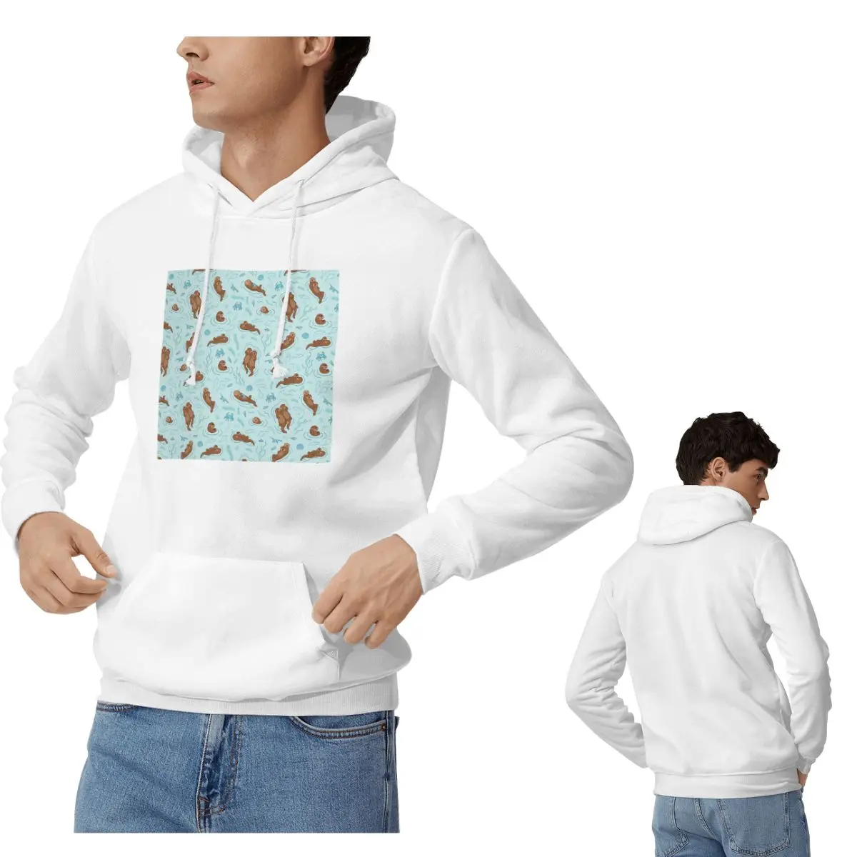 

Легкие толстовки с капюшоном Otter Fun для мужчин и женщин, повседневные пуловеры, модная уличная одежда с длинными рукавами, осень-зима