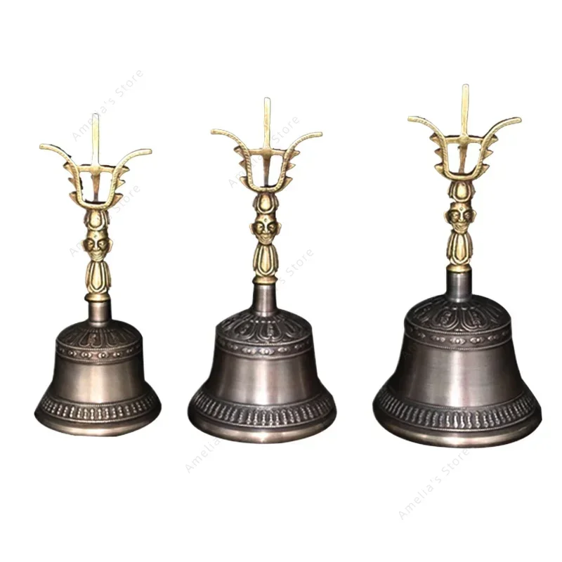 

Nepalese Bronze Dorje Bell with Trident Vajra Handmade Tibetan Buddhist Ritual Bell Clear Sound Long Resonance