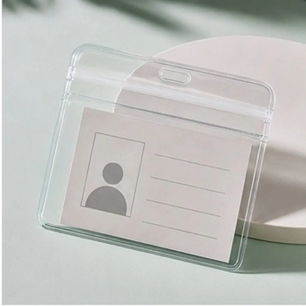 10Pcs Portable Waterproof PVC Id Badge Holder Transparent Work Employee Hanging Protective Sleeve Office School