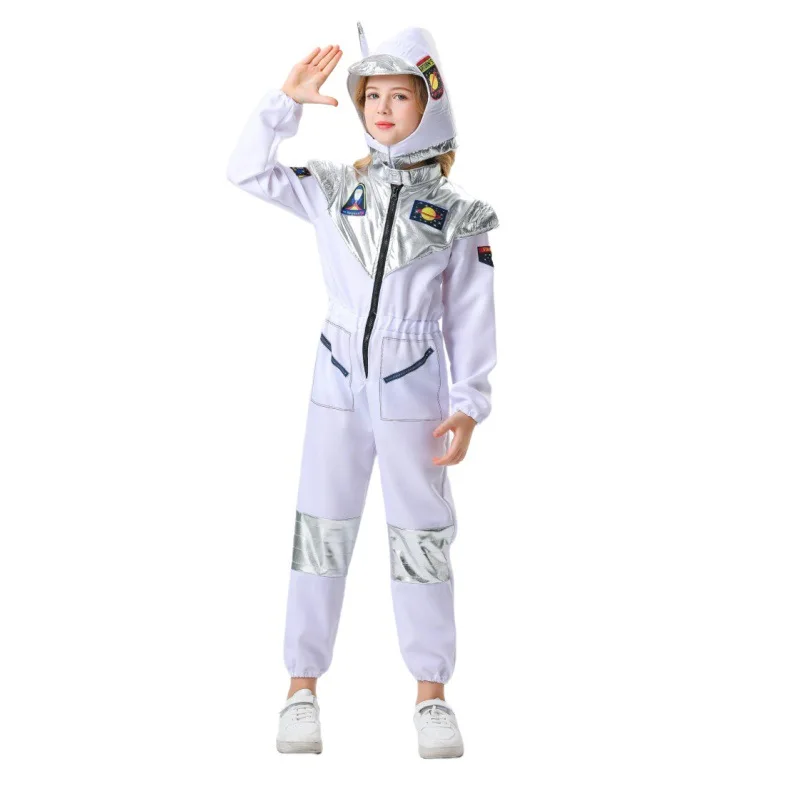 Disfraz de astronauta espacial para niños, Cosplay de escenario, blanco, para Halloween