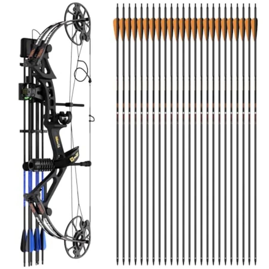 

Комплект блочного лука Archery Dragon X7 с 100 стрелами из чистого карбона для охоты, 24 шт., стрелы с жесткостью 320 Spine, прямолинейность +/-0.006, черные