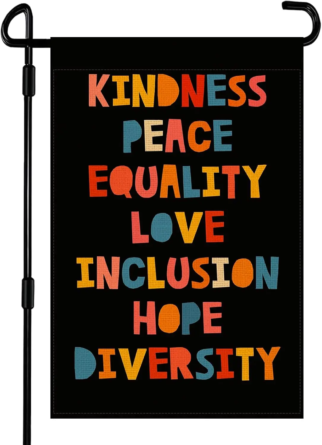Kindness Peace Equality Love Inclusion Hope Diversity Garden Flag 12x18 Inch Double Sided Burlap Pride Rainbow Flag for Yard kkz