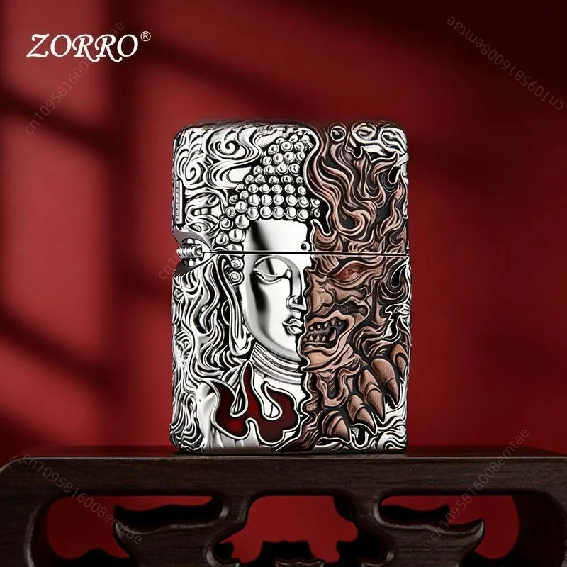 

Zorro Magic Night Light Armor Fuel Lighter, Classic Windproof Grinding Wheel Lighter, Cigarette Accessories, Men's Gift