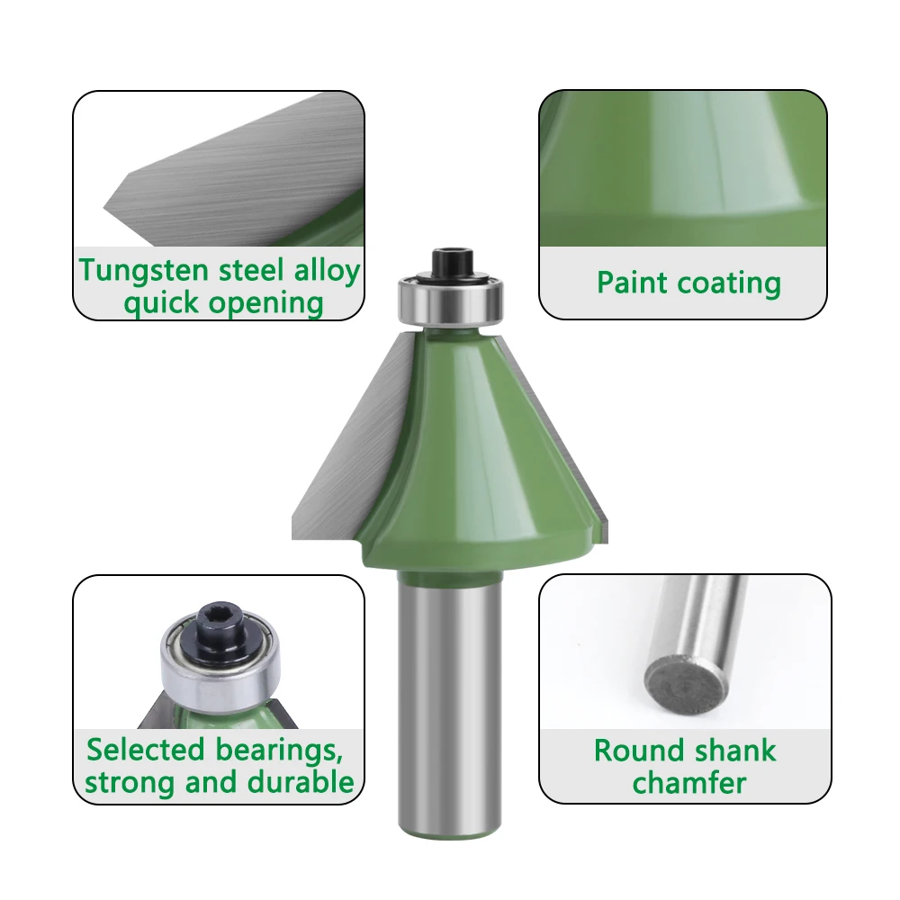 Imagem -06 - Lavie-shank Chanfro Router Bit Fresa para Máquina de Madeira 1pc 12 mm Pol 1125 15 225 30 45 Graus Mc03232