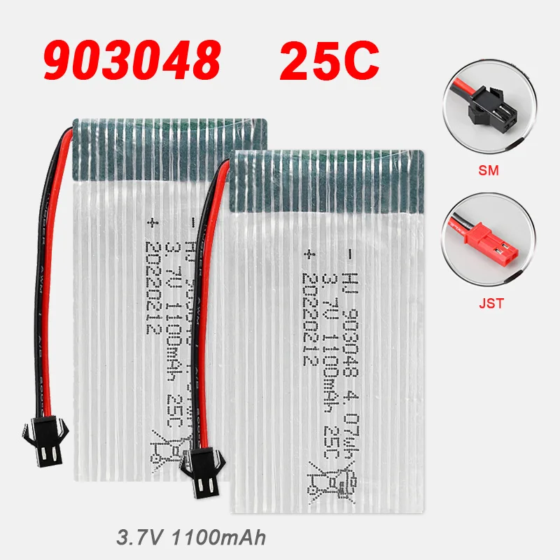 903048   1100 mAh 25C Lithium-Polymer-Akku 3,7 V für Drohne Syma X709 T22 M18 H5P X5SW Quadcopter RC Modell elektrische Spielzeugbatterien