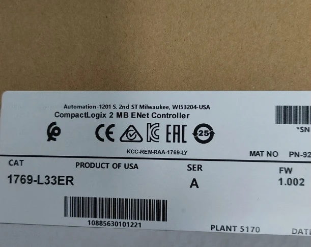 

Brand New Original 1769-L33ER 5370 Ethernet Controller, 2MB Memory 1769L33ER Fast Delivey