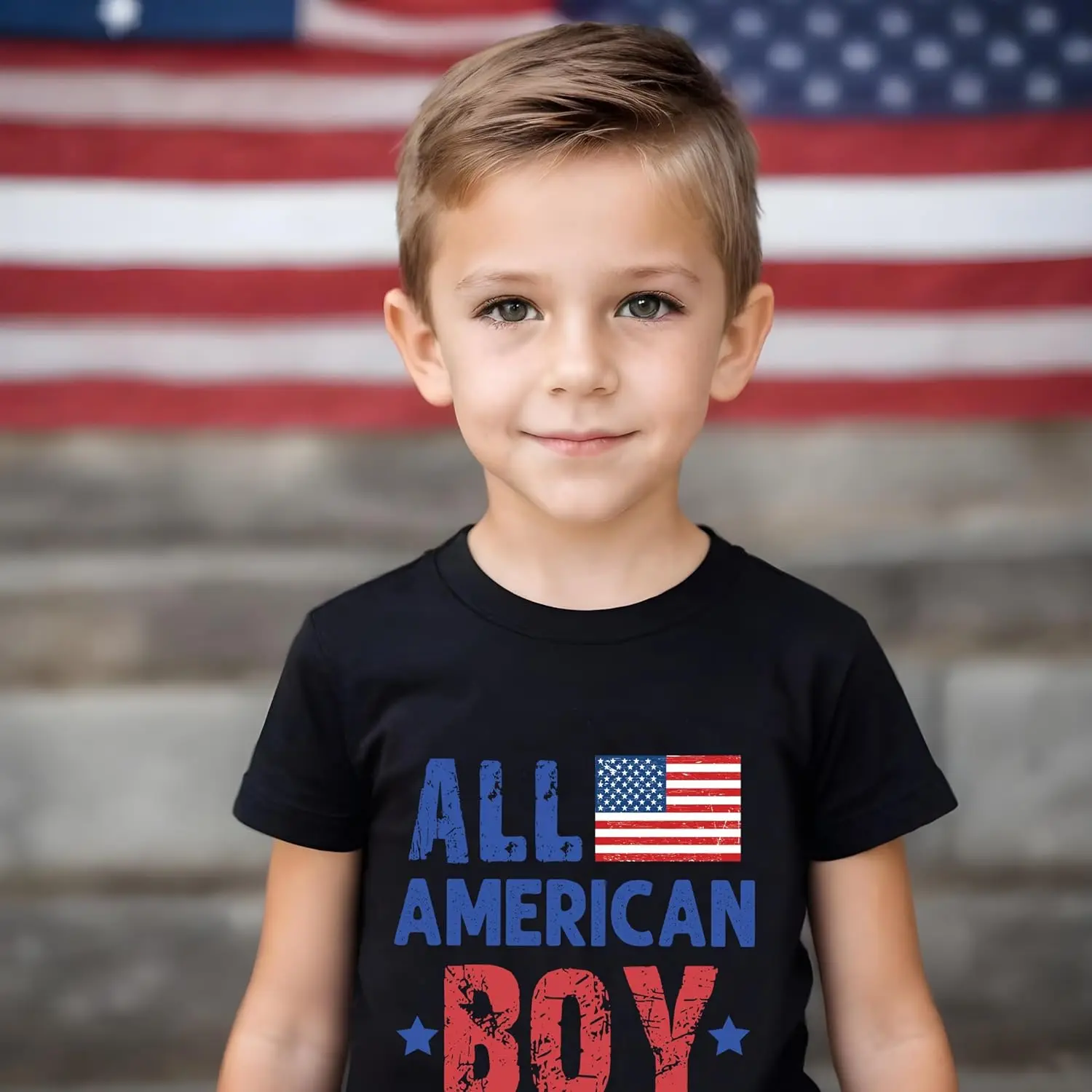 Little Hand Big Boys 4th of July T-Shirt Red White & Blue USA Tees Stars Striped Shirts Kids American Flag Clothes 4-11 Years