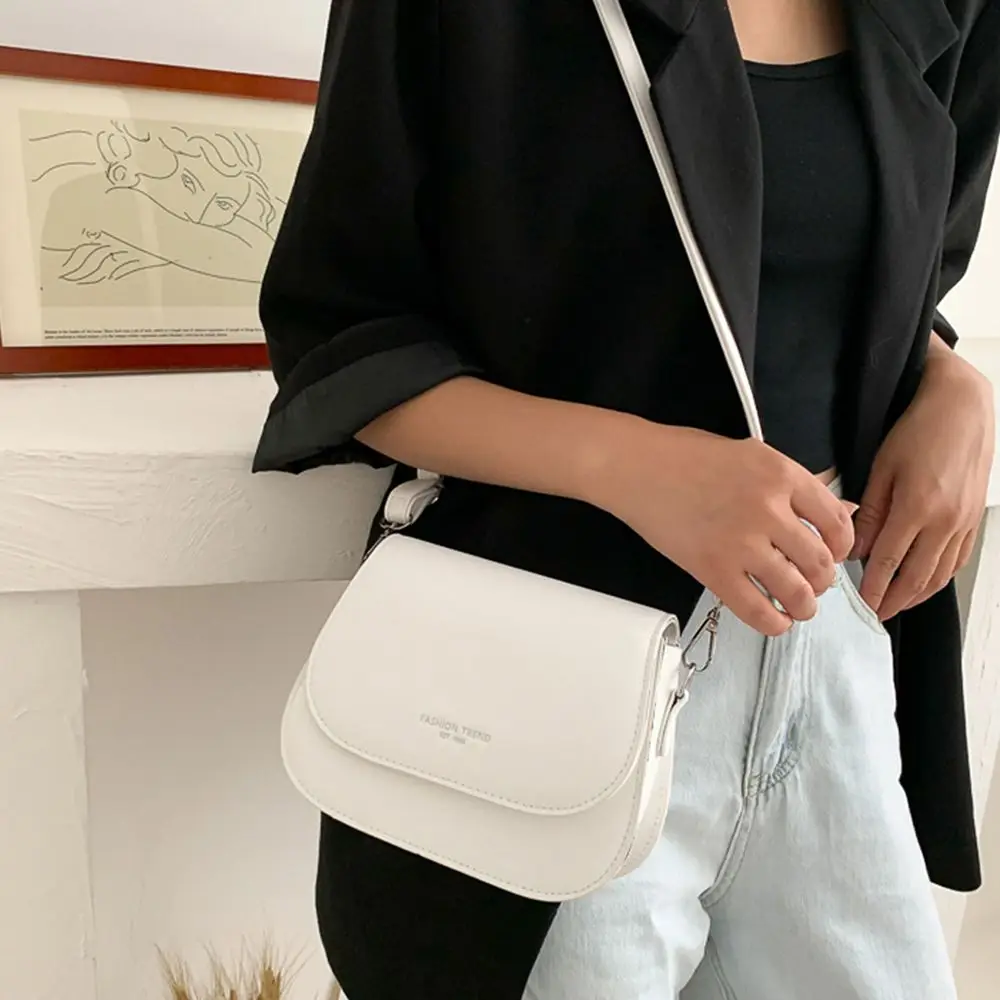 

Fashion Trendy PU Leather Simple Saddle Shoulder Bag Handbags Flap Messenger Bag Crossbody Bag