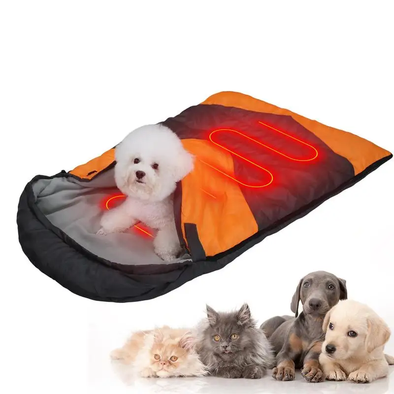 

Heat Dog Sleeping Bag Dog Bed Backpacking Gear Heating Cat Warmer Pet Sleeping Bed Portable Electric Heating Pad for Hiking