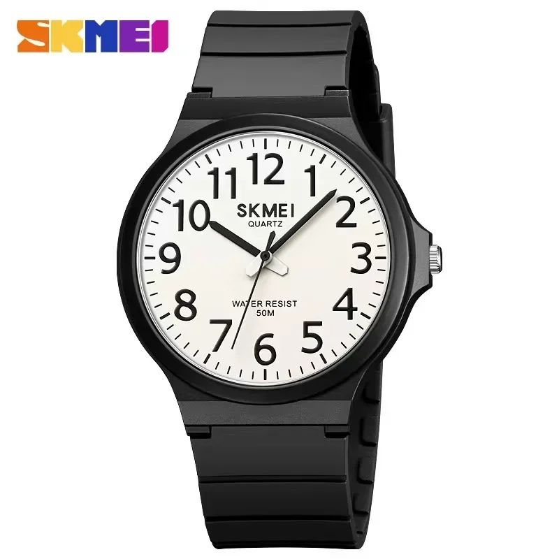 SKMEI-Montres étanches pour hommes, montres-bracelets à quartz décontractées, horloge simple, bracelet en TPU, 3 bars, nouveau, 2108