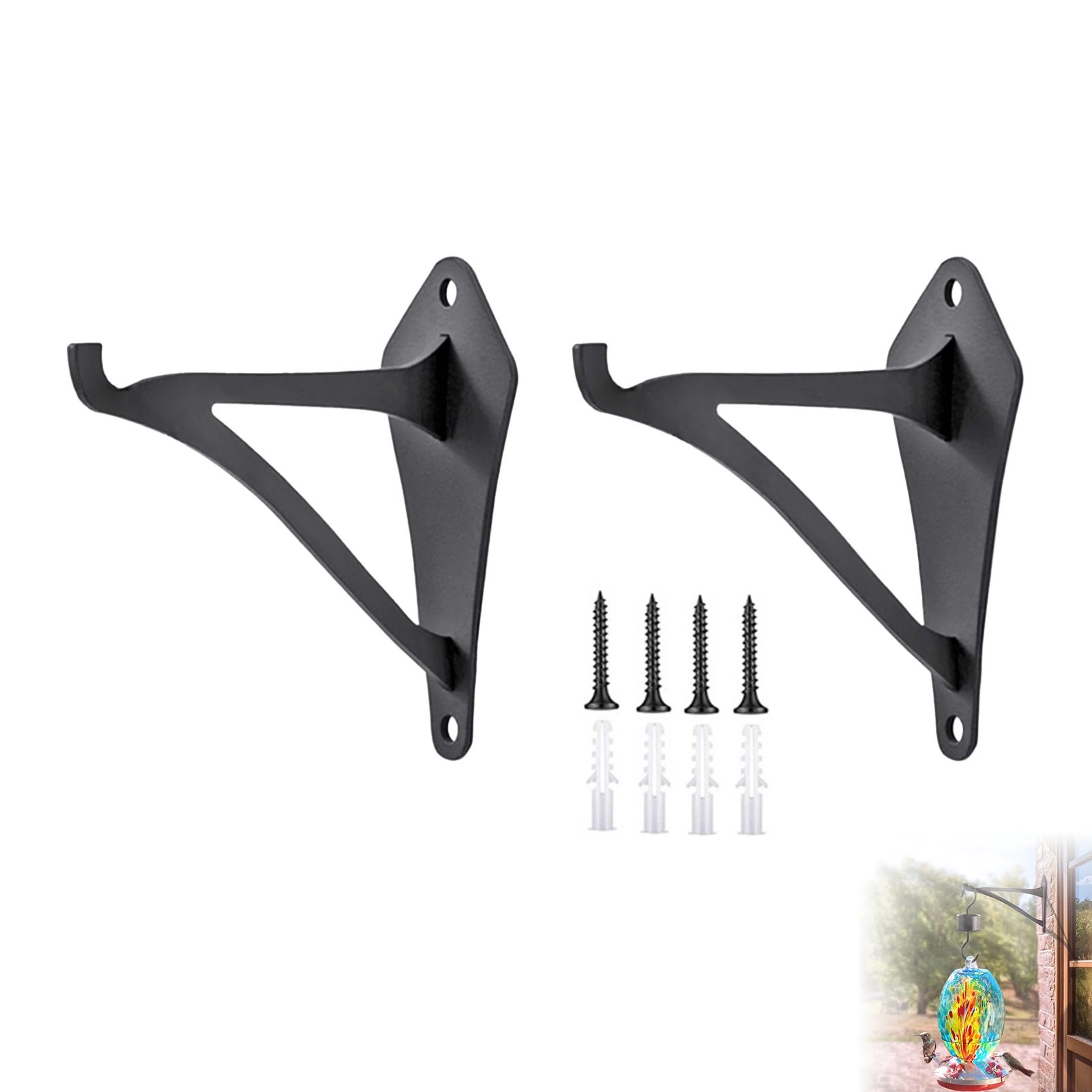 

2pcs Metal Outdoor Hanging Brackets Iron Craft Sturdy Decorative Hook for Holding Small Plants Jars xobw