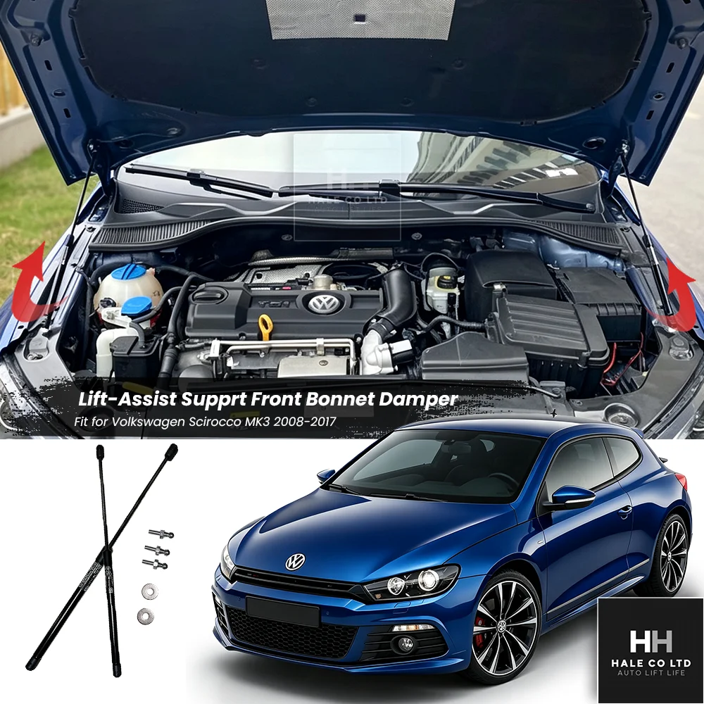 For Volkswagen Scirocco MK3 2008-2017 Assit Strut Front Engine Hood Damper Lift Support German Strech Bonnnet Spring Auto Tuning