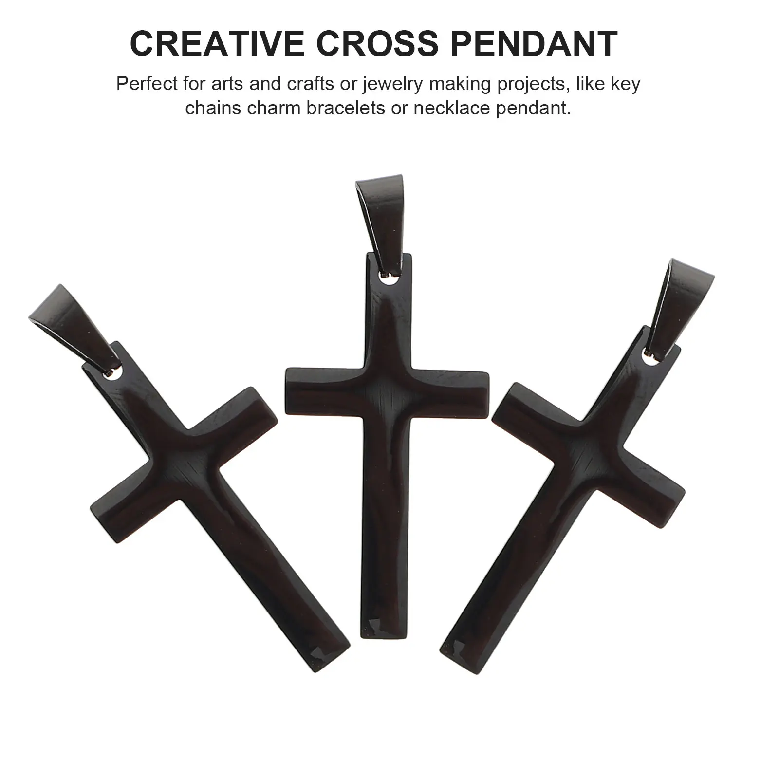 

3Pcs Simple Cross Pendant Necklace Accessories for Bracelet Key Chain Cellphone Decoration DIY Projects Cross Pendant