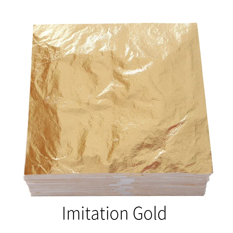 

1000pcs 5.5X5.5"&6.3X6.3"Imitation Gold silver Foil Leaf Gilding Glue sheets Copper Leaf sheet Art Crafts Painting Brush Tools