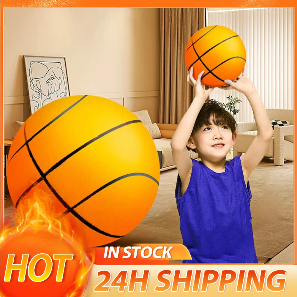 21cm Easy Grip Silent Ball Size 5 Multicolour Elasticity Basketball for Youth Kids Birthday Christmas Gifts(Black with Rim)