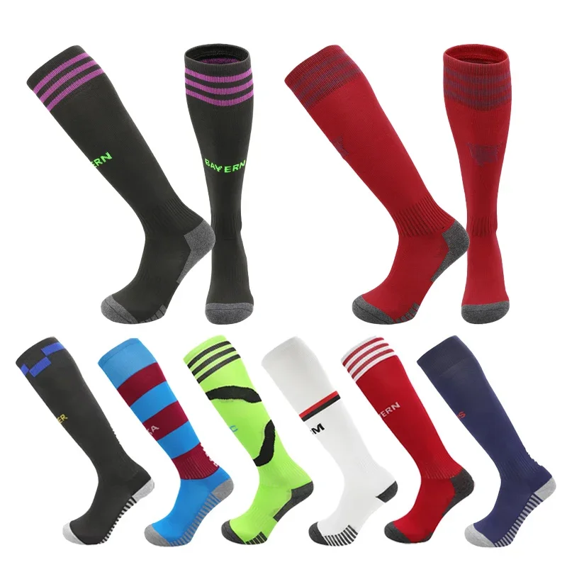 23-24 Season European Football Club Styles Children Adults Soccer Socks Boys Kid's Long Knee High Towel Bottom Sports Sock