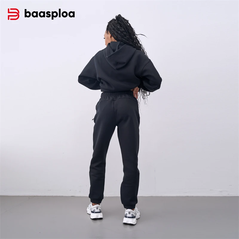 Baasploa New Women Felpa con cappuccio Set Top + Pantaloni Outdoor Traspirante Comodo Sport Corsa Set da allenamento integrato Felpa con cappuccio