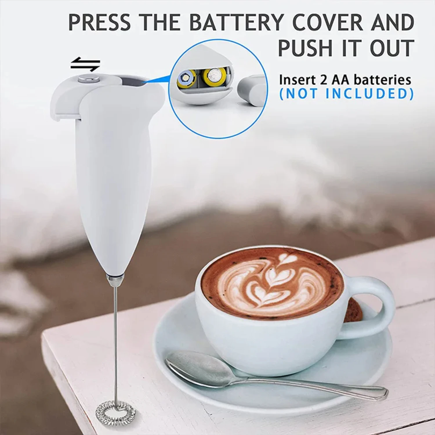 NEW Efficient and Easy-to-Use Mini Portable Handheld Milk Frother Blender Mixer - Perfect for Coffee, Cappuccino, and Smooth Ble