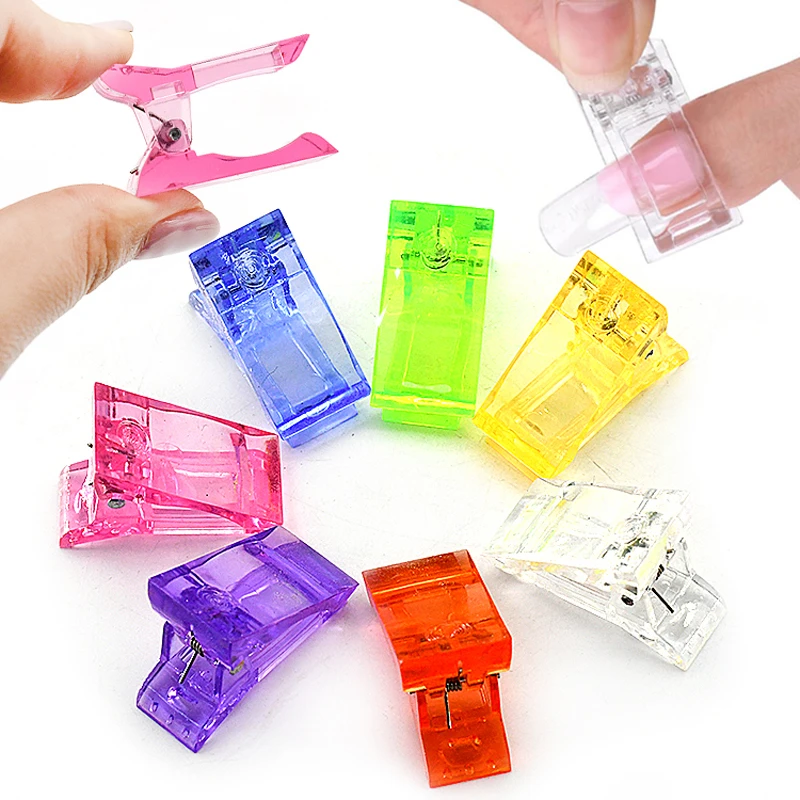 10Pcs Acrylic Nail Clip Finger Nail Extension LED Builder Clamps For Quick Building Nail Forms Manicure Art Builder Tools Color