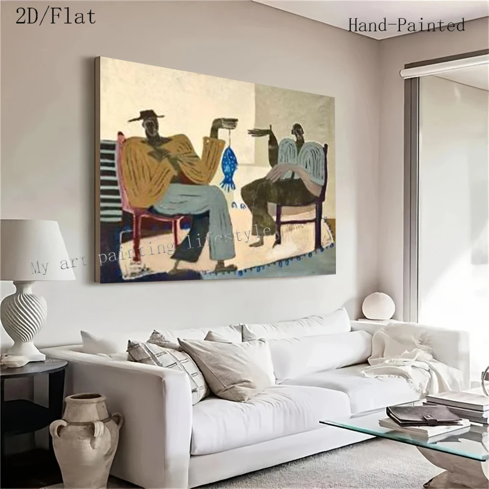 

Ins Handmade Abstract Oil Painting On Canvas Friends Who Drink Coffee Together Wall Art Picture For Home Living Room Decor Image