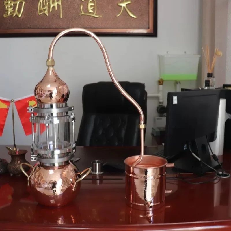 Pure Copper Distiller Home Small Distillation Equipment Visual Window For Alcohol Hydrosol Making Multiple Capacity