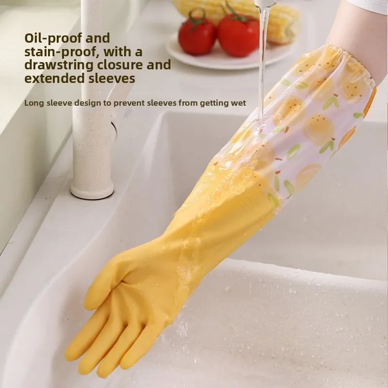 Fleece Lined Thickened Dishwashing Gloves Waterproof Durable Wear Resistant Kitchen Cleaning Laundry Autumn Winter