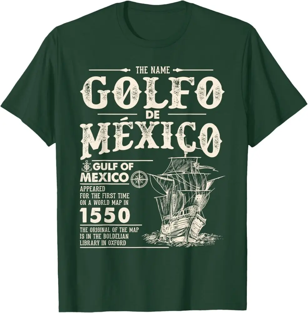 Golfo De México 1550 - Gulf of Mexico 1550 Retro Vintage T-Shirt Short Sleeve Casual 100% Cotton Men T Shirt