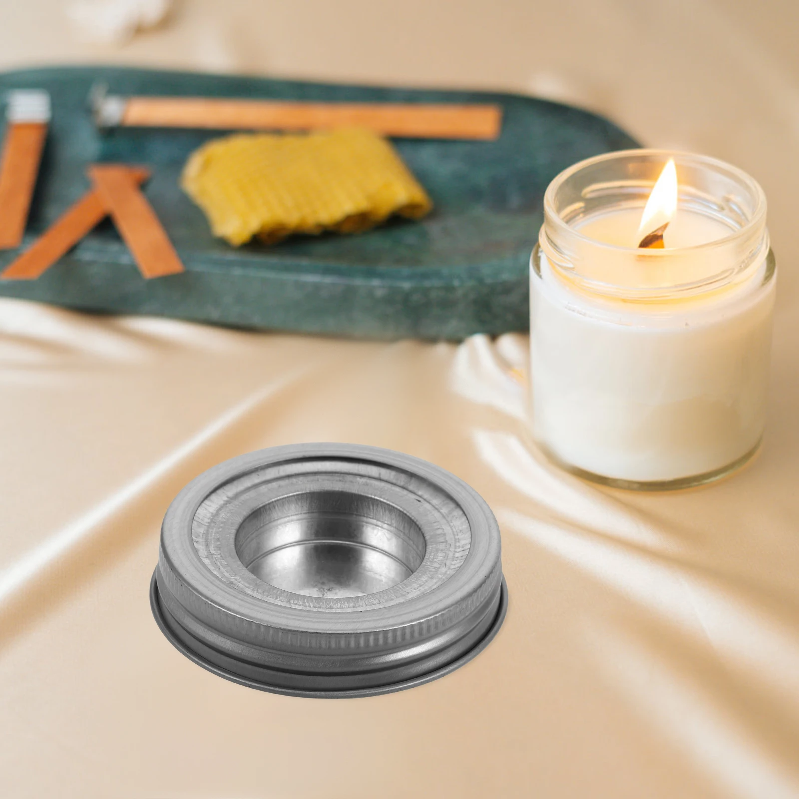 

Mason Jar Holder Lid Insert Metal Tea Light Holder Decorative Cup For Home Kitchen Bedroom Patio Rustic Stainless Steel