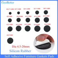 1-100 Uds. De diámetro 4,5-20mm, respaldo autoadhesivo de goma redonda negra, almohadillas de goma de silicona para muebles, juntas para patas de gabinete