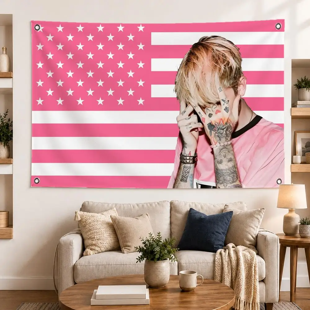L-Lil Peep Look At The Sky Tonight Flags Horizontal High Density Knitted Fabric European Simple For Durable Outdoor Indoor Use