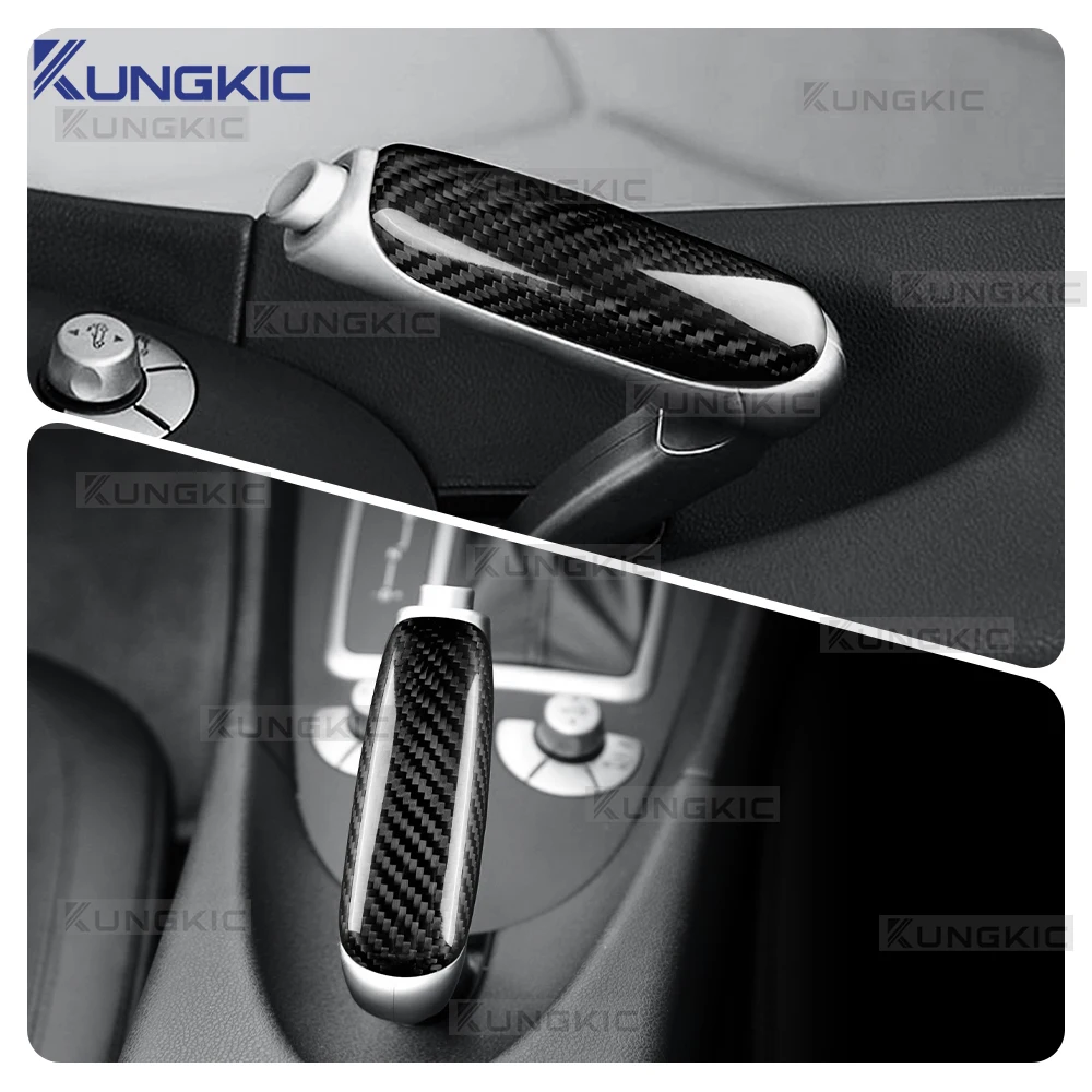 

For Mercedes Benz SLK R171 2004 2005 2006 2007 2008 2009 2010 Real Dry Hard Carbon Fiber Sticker Car Handbrake Grips Trim Cover
