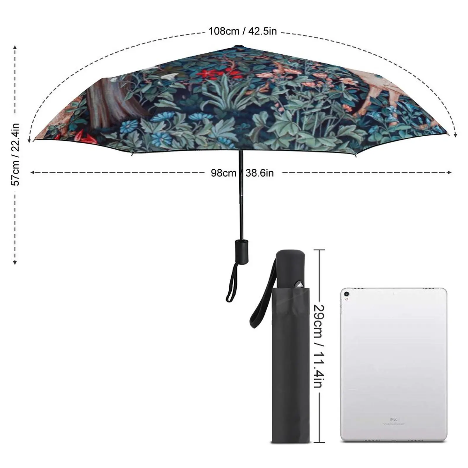 Nature Forest Umbrella Animal Print Windshield Trekking Umbrella Unique Automatic Design Compact Umbrella