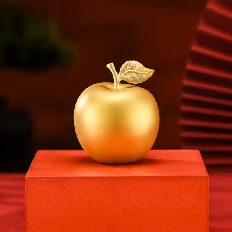 Zhu Bingren Copper Brass Apple Ornament Realistic Peace Fruit Home Table Decor Christmas New Year Gift Art Craft