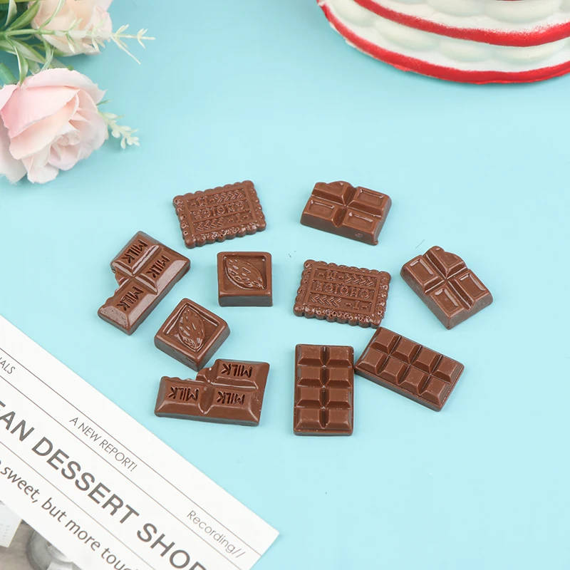 10Pcs Dollhouse Miniature Coffee Chocolate Snacks Candy Box Pretend Play Food Resin Accessories Diy Different Style Chocolate