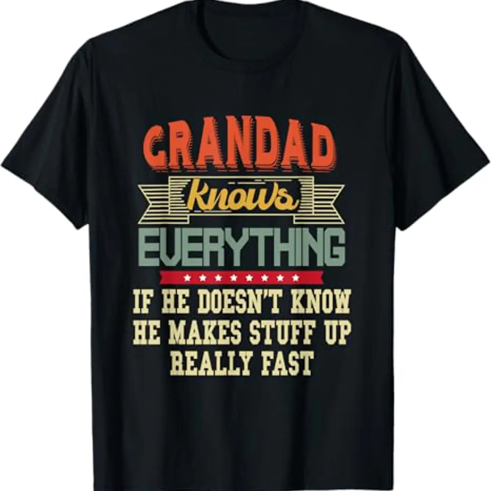 T-shirt « Grand-père sait tout » avec dictons amusants pour la Fête des Pères, style vintage, légèrement délavé, unisexe, respirant, élégant, décontracté, extensible