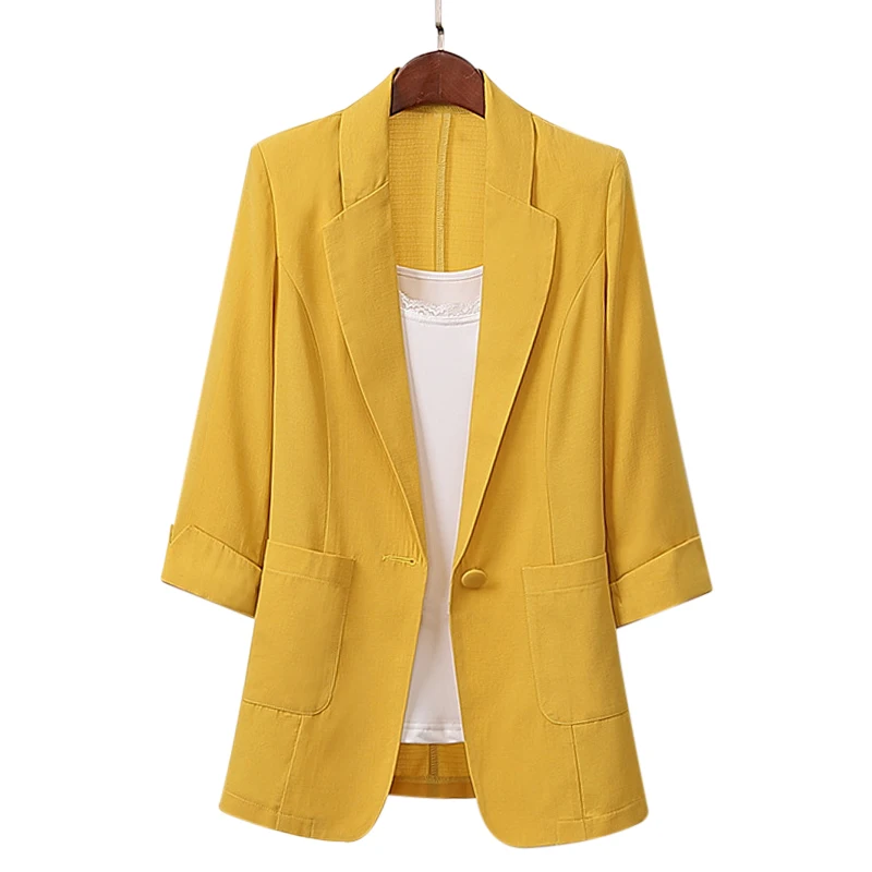 Hot Sale Cotton and Linen Suit Jacket Spring Summer Autumn Loose Casual Fashion Suit Women's Clothing Thin Shirt Blazers Blouse