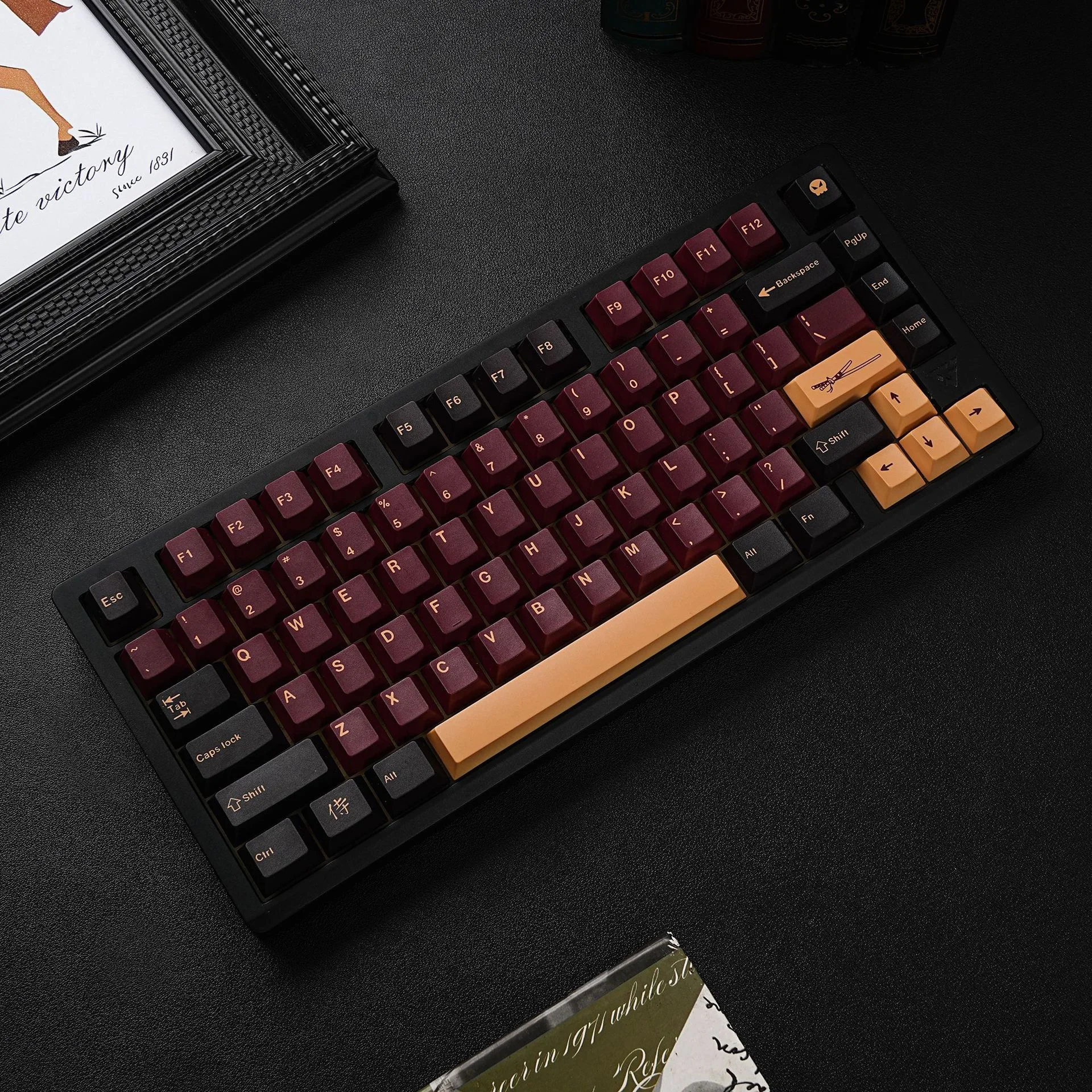 143 Keys Red-Samurai Cherry Profile Keycaps English Russian German Spanish French PBT Dye Sub Keycap For MX Mechanical Keyboards