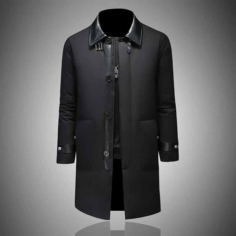 

Мужская удлиненная пуховая куртка с 90% белого пуха, утепленная, зимняя, новая, модная и теплая, для повседневной носки и делового стиля.