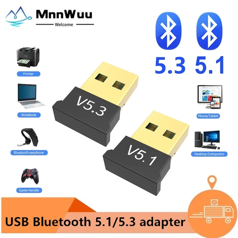 MnnWuu USB Bluetooth 5.1 adapter transmitter receiver Bluetooth audio Bluetooth 5.3 dongle wireless USB adapter PC laptop