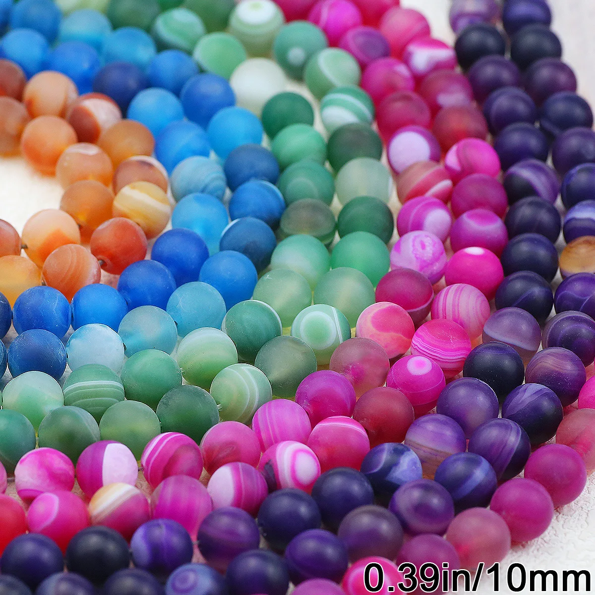 10mm Round Frosted Striped Carnelian Stone Rose Red Violet Orange Loose Beads For Jewelry Making Necklace Pendant DIY Accessorie