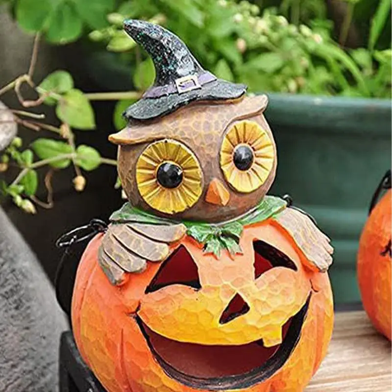 

Owl LED Lantern Pumpkin Lights For Outside Halloween Lamp With Carrying Handle Courtyard Decor Yard Pathway Table Garden Lights