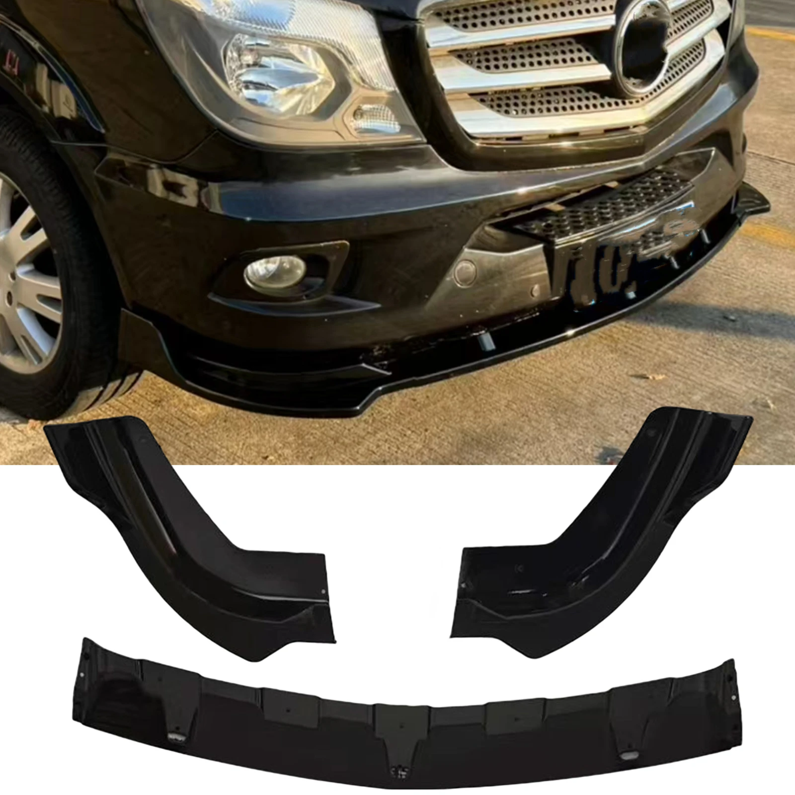 

Front Bumper Spoiler Lip For Mercedes-Benz Sprinter W906 2014-2016 Gloss Black Car Lower Body Splitter Protector Blade Kit Plate